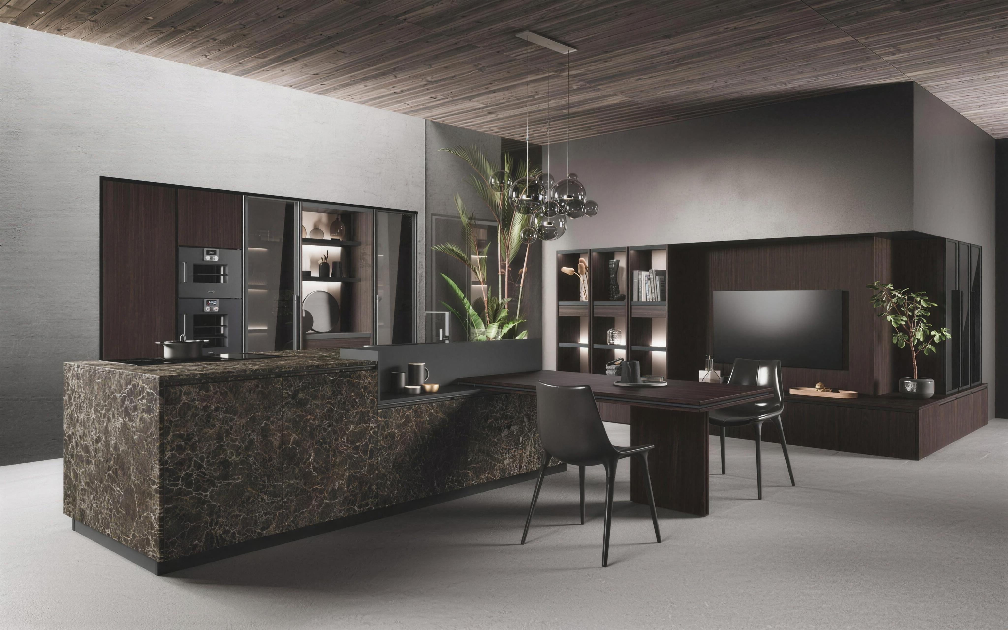 Ceramic wood-effect worktop detail