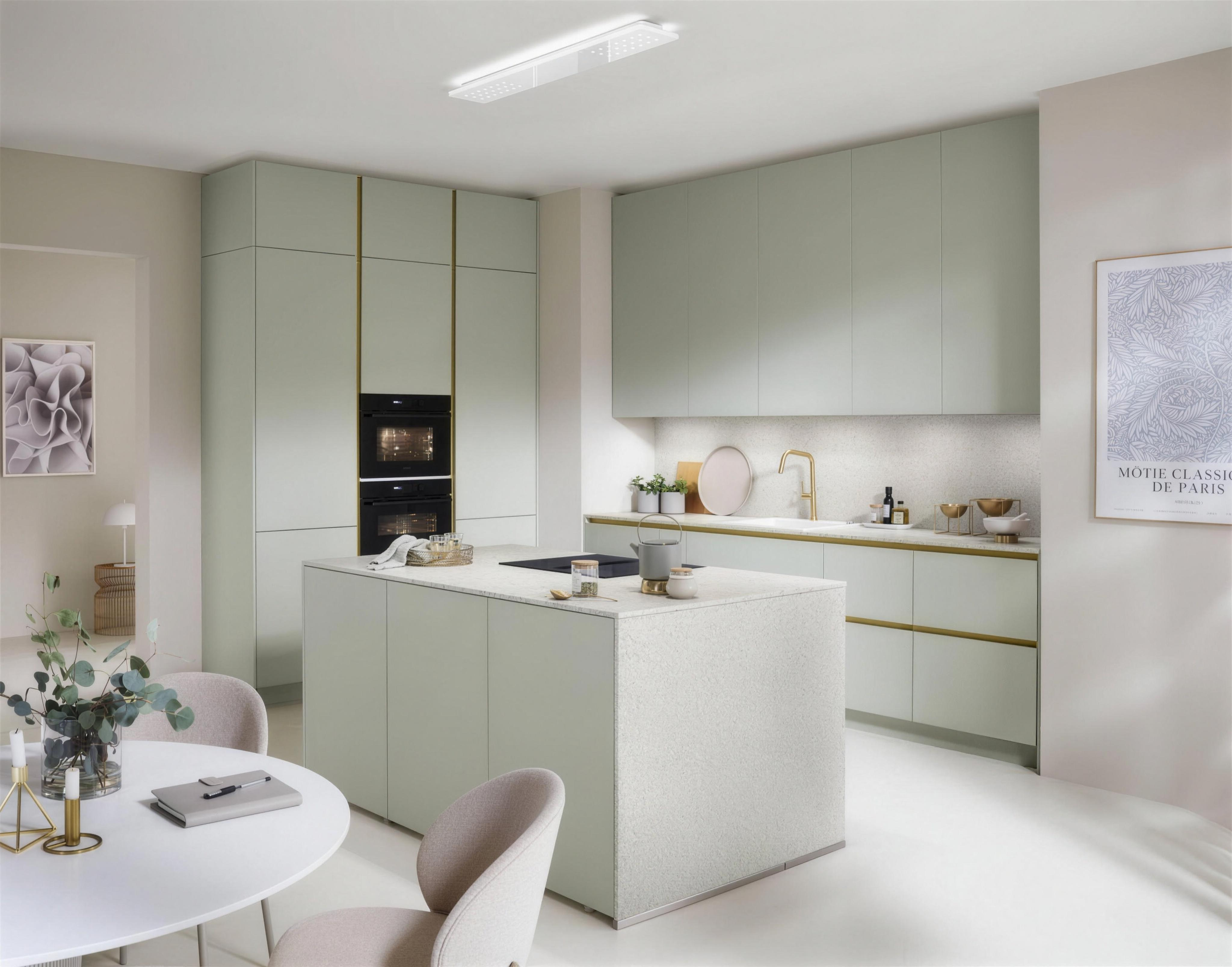Nobilia pastel light kitchen with island